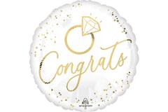 Foil Balloon – "Congrats" – White Gold Wedding – 45 cm